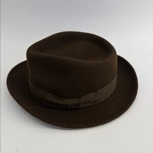Borges & Scott 100% wool felt water repellent short brim fedora hat sz 7.25